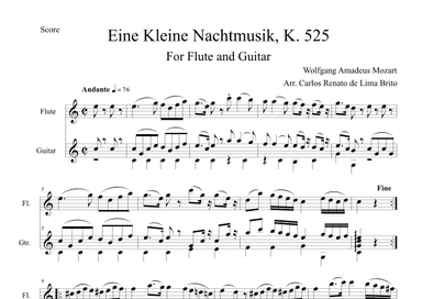 Romanza from Eine Kleine Nachtmusik, K. 525 (arr. Renato Brito)