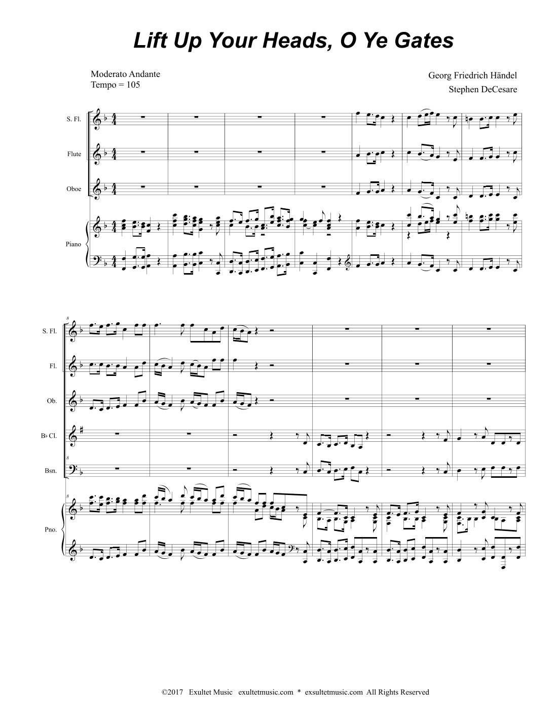Lift Up Your Heads, O Ye Gates (Woodwind Quintet and Piano) (arr. Stephen DeCesare)