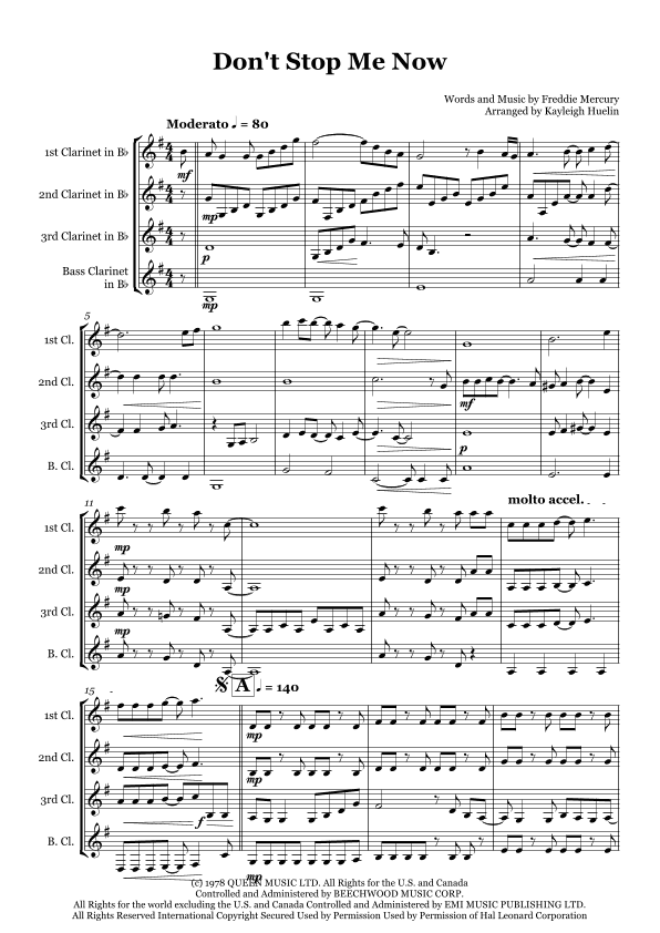 Don't Stop Me Now (arr. Kayleigh Huelin)