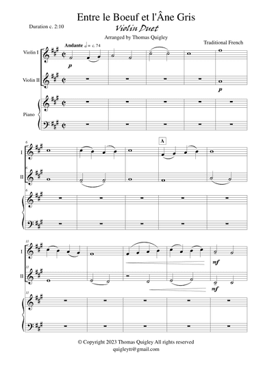 Entre le boeuf et l'âne gris (arr. Thomas Quigley)
