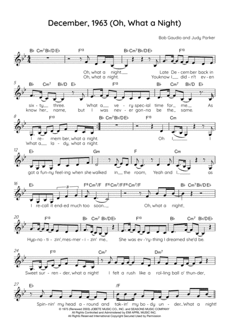 December 1963 (oh, What A Night) (arr. Vicky Jacobs (based on the Jersey Boys arrangement by Ron Melrose))