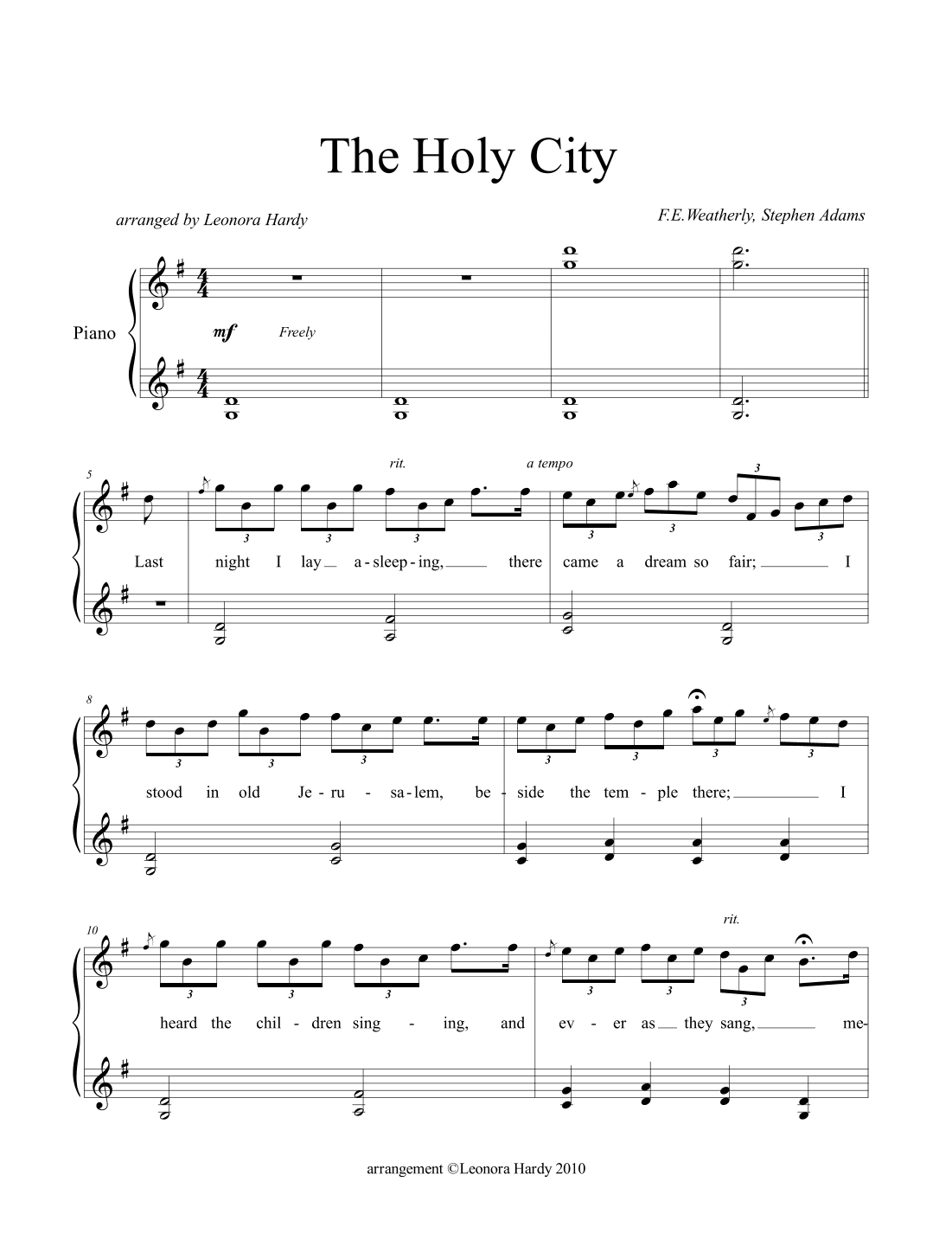 The Holy City (Celtic feel with contemporary touch) (arr. Leonora Hardy)