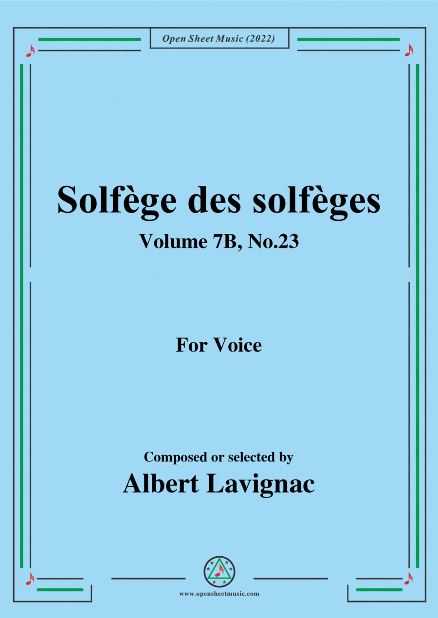Lavignac-Solfege des solfeges,Volume 7B No.23,for Voice (arr. Open Cloud)