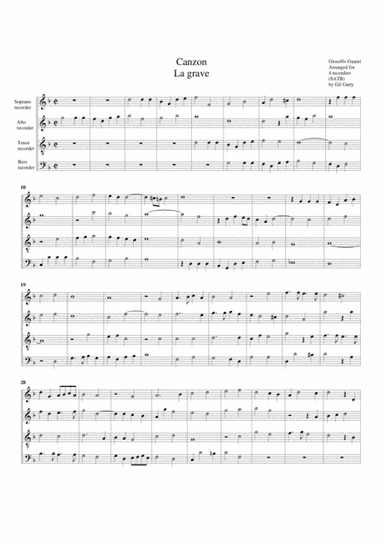 Canzon La grave (arrangement for 4 recorders) (arr. Gil Garty)