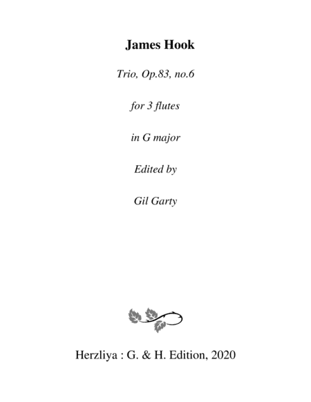 Trio, 3 flutes, Op.83, no.6 in G major (arr. Gil Garty)