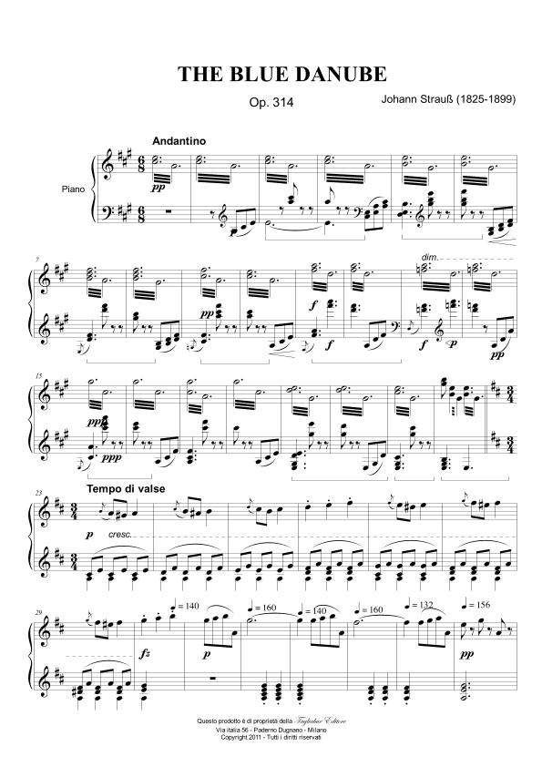 An der schönen blauen Donau - For Piano (arr. Renato Tagliabue)