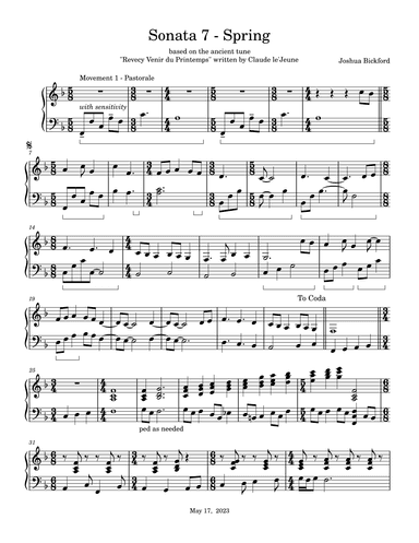 Sonata 7 - Spring (arr. Joshua Bickford)