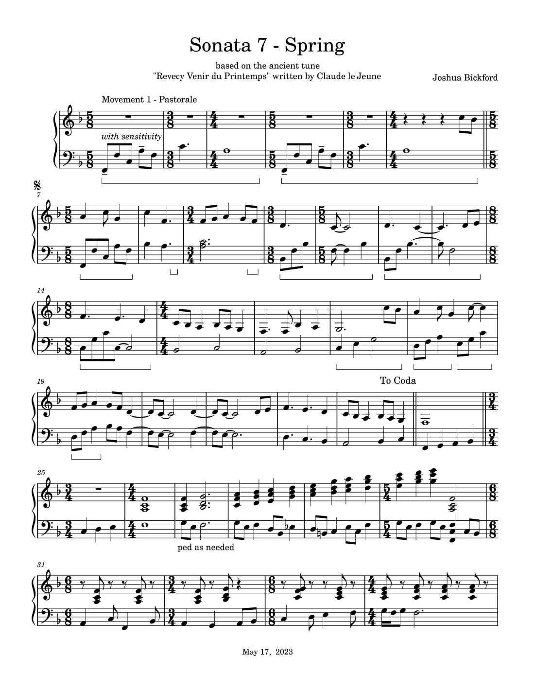 Sonata 7 - Spring (arr. Joshua Bickford)