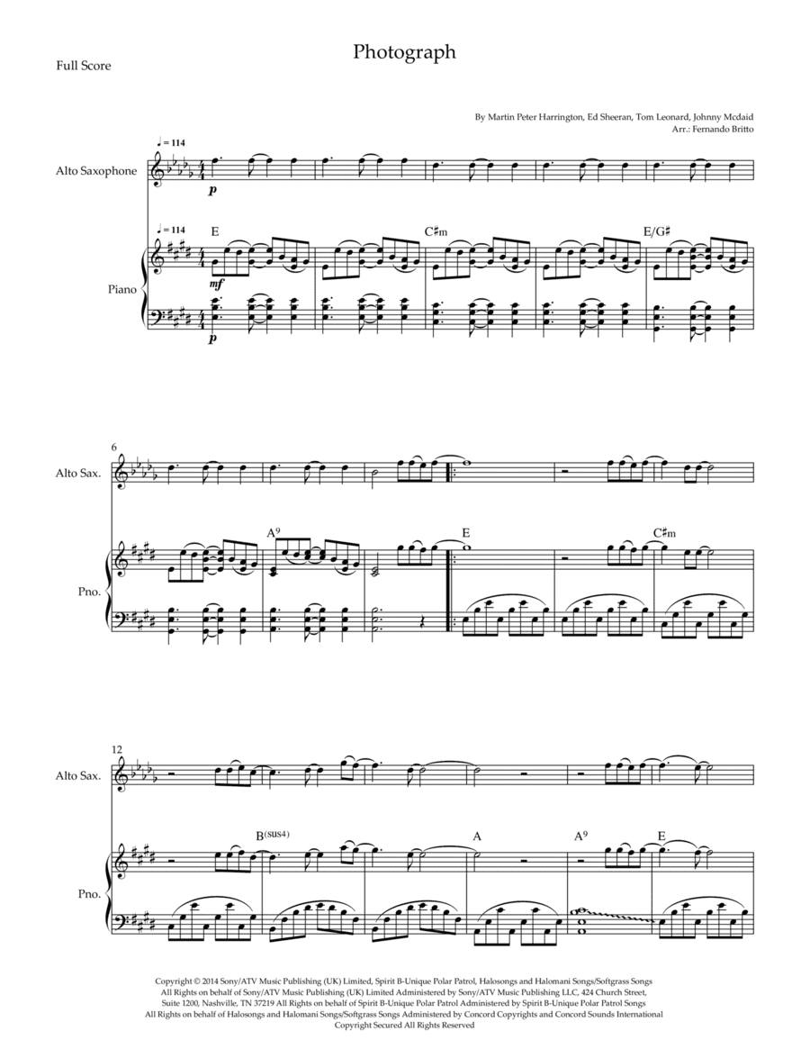 Photograph (arr. Fernando Britto)