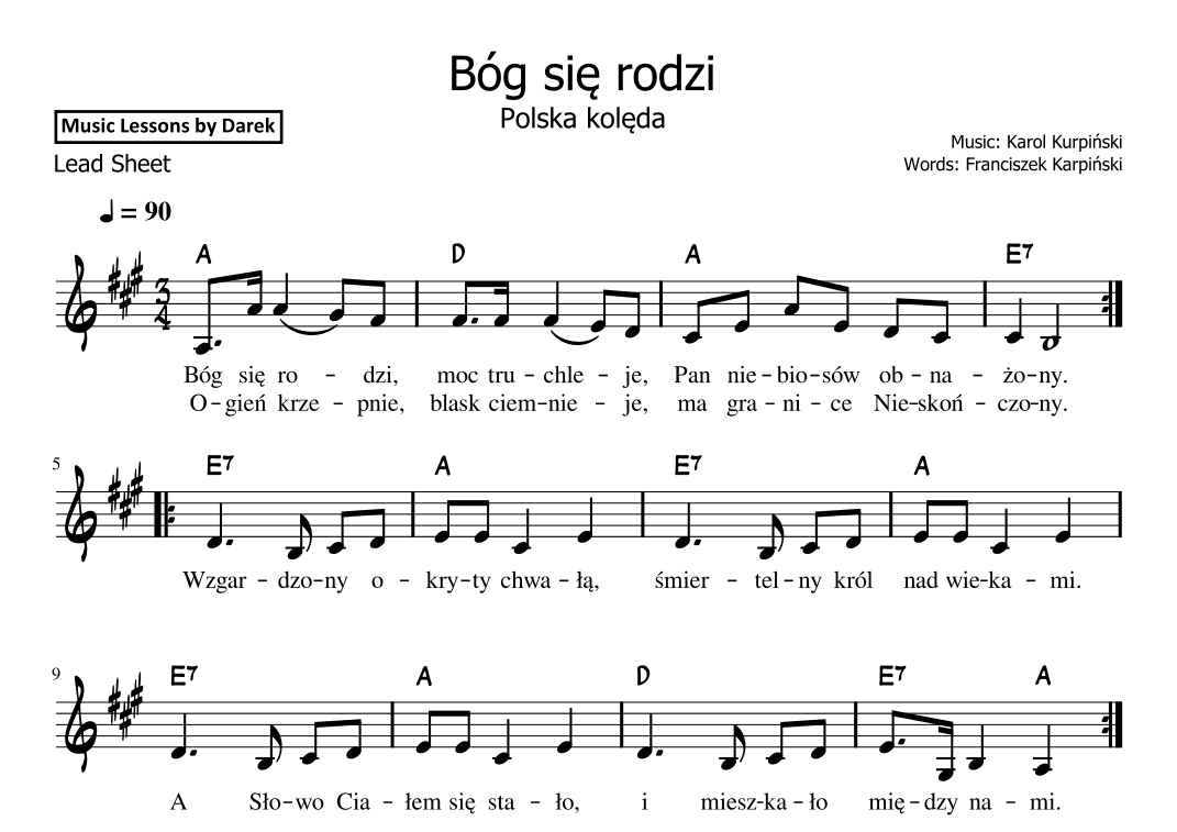 Bóg sie rodzi / God Is Born (Polish Christmas Carol) [Lead Sheet] (arr. Darek)