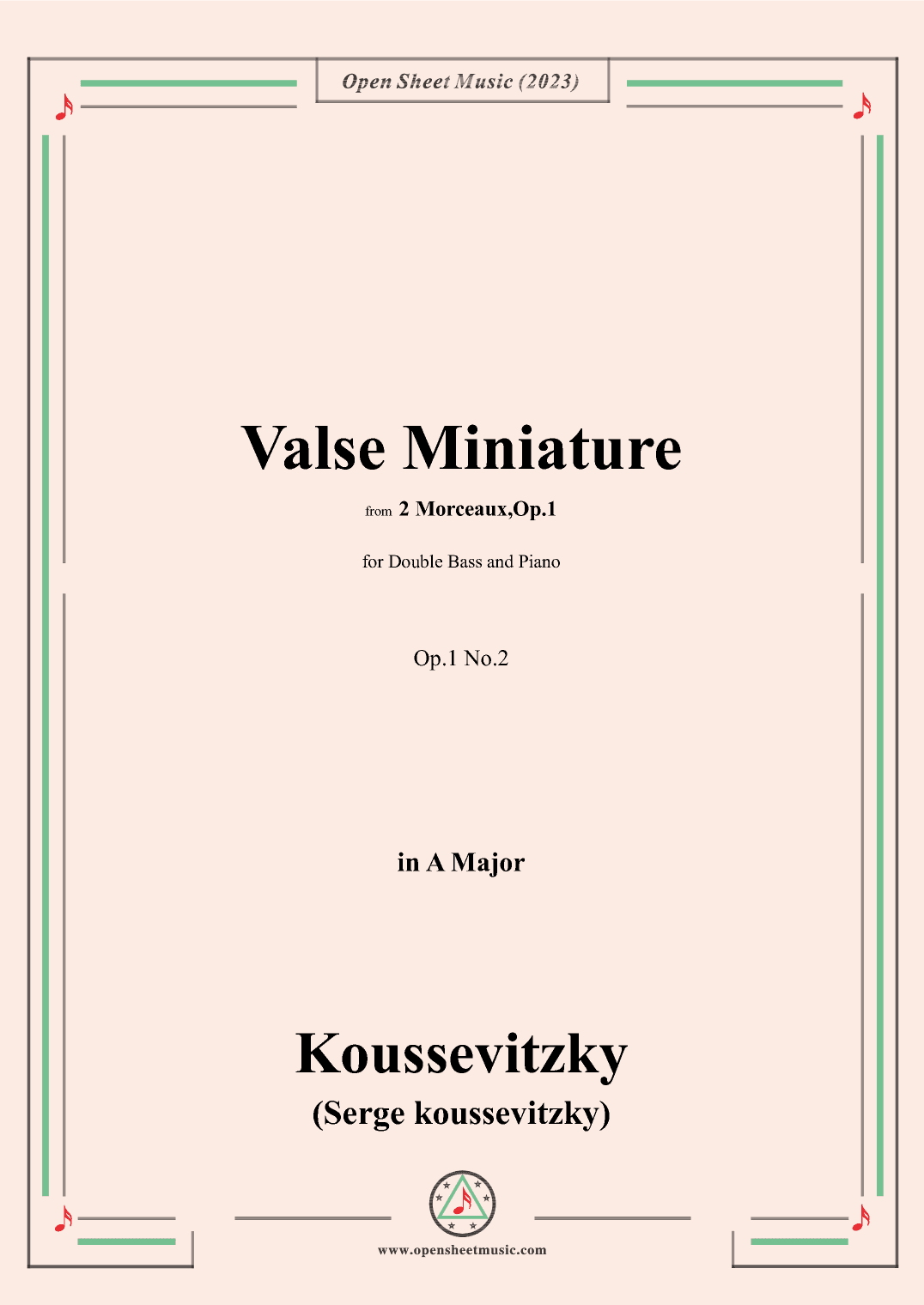 Koussevitzky-Valse Miniature,Op.1 No.2,in A Major (arr. OSM Press)