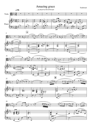 Amazing grace (piano & viola) (arr. David Kocijan)