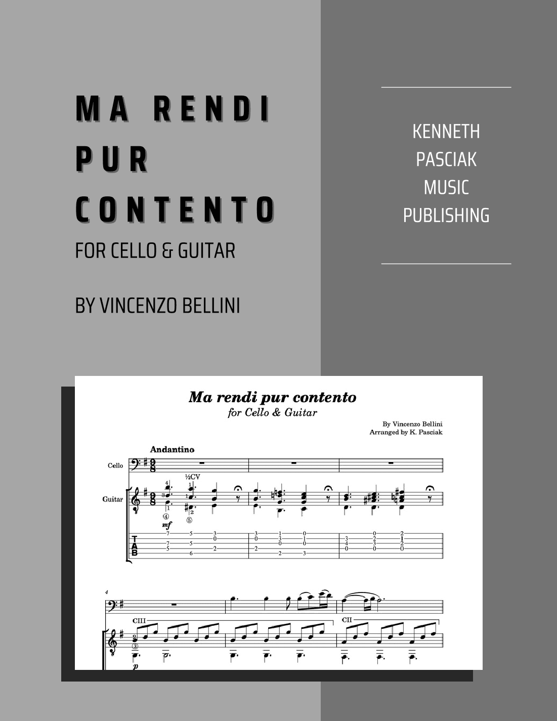 Ma rendi pur contento (for Cello & Guitar) (arr. Kenneth Pasciak)