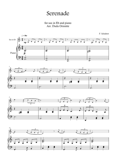 Serenade (saxophone baritono and piano SIMPLIFIED) Schubert (arr. Duda Oriontte)