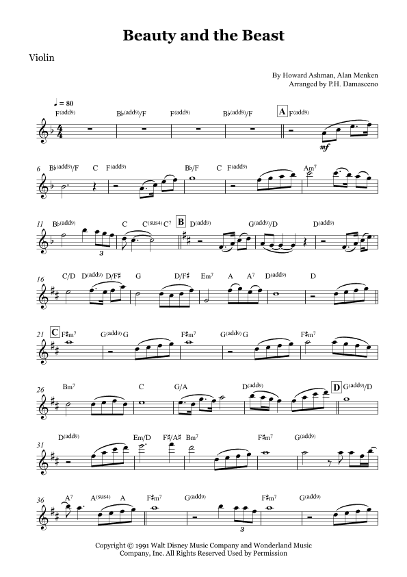 Beauty And The Beast (arr. P.H. Damasceno)