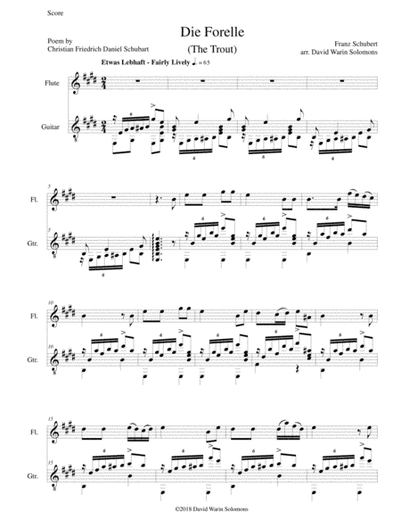 Die Forelle (The Trout) for flute and guitar (arr. David Warin Solomons)