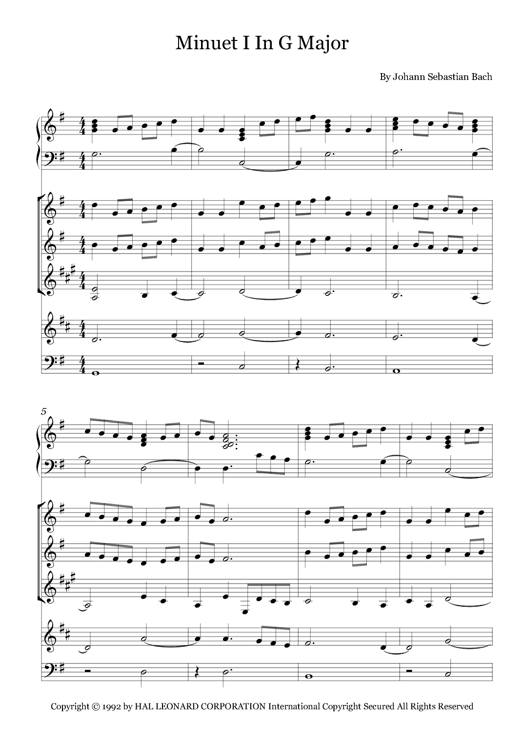 Minuet I In G Major (arr. Fernanda Moura)