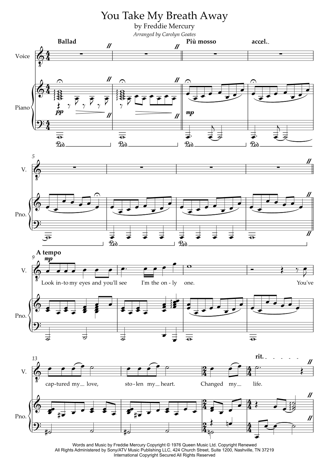 You Take My Breath Away (arr. Carolyn Goates)