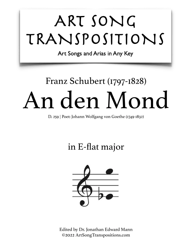SCHUBERT: An den Mond, D. 259 (transposed to E-flat major) (arr. ArtSongTranspositions.com)