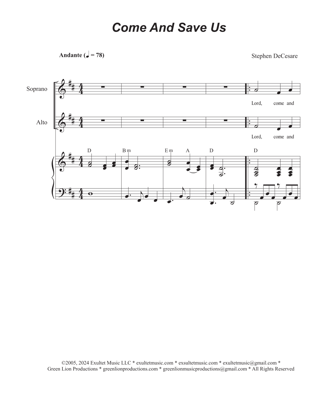 Come And Save Us (Vocal Trio - (SAB)