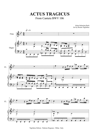 ACTUS TRAGICUS - Bach J.S. -  BWV 106 - Arr. for Flute and Organ (arr. Renato Tagliabue)