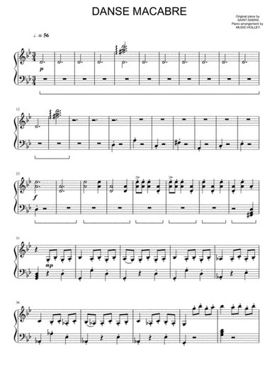Saint-Saëns - Danse macabre (easy piano) (arr. Music-holley)