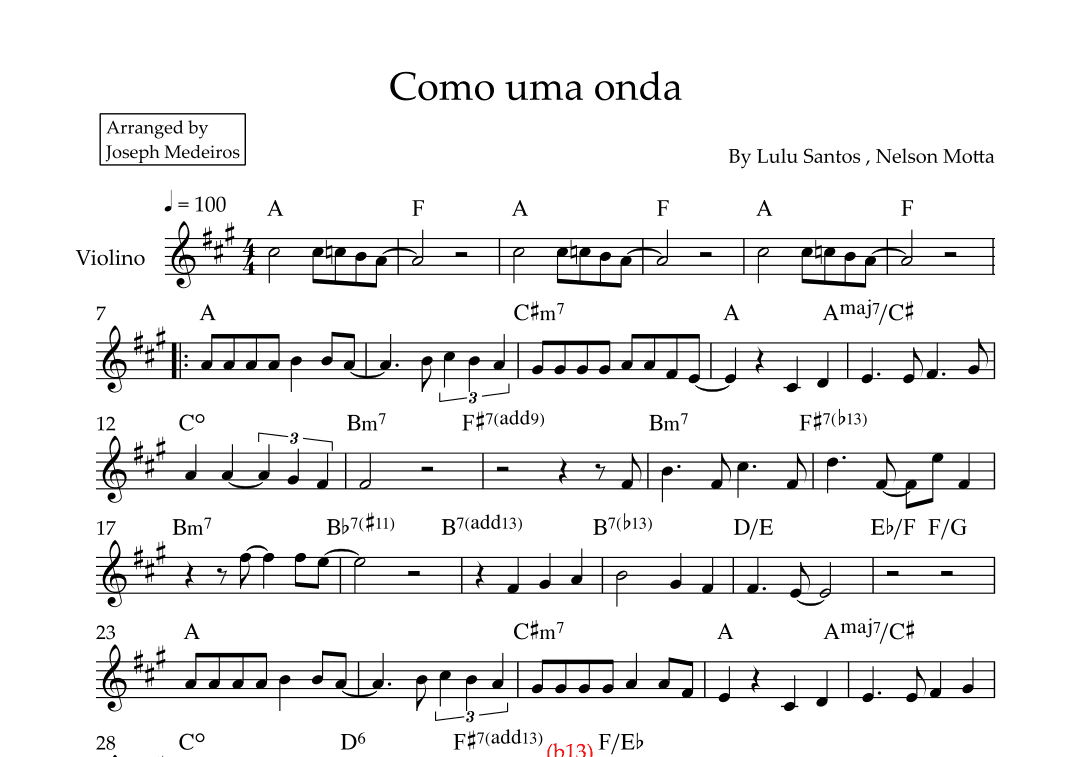 Como Uma Onda (arr. Joseph Medeiros)