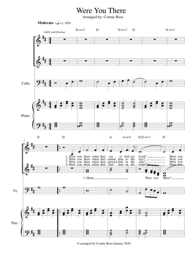 Were You There - cello, trio and piano (arr. Connie Boss)