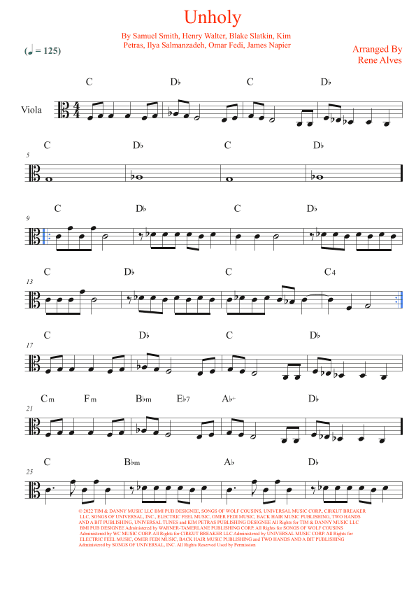 Unholy (arr. Rene Alves)