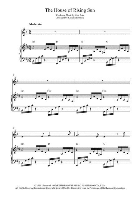 The House Of The Rising Sun (arr. Kaiserin Rebecca)
