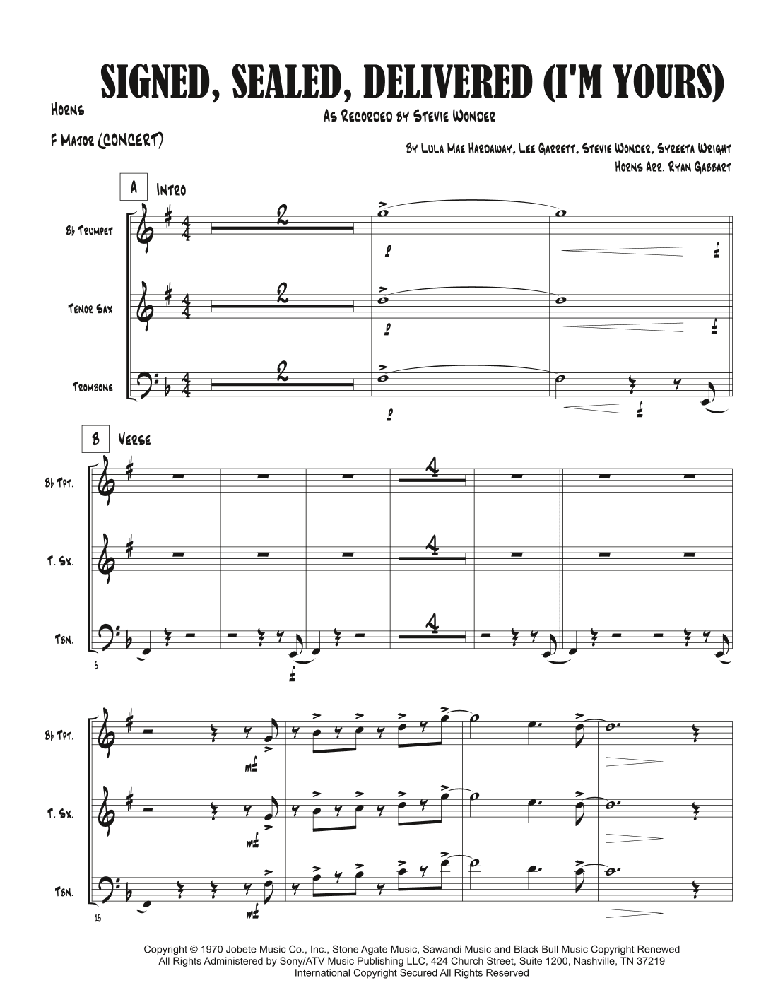 Signed, Sealed, Delivered I'm Yours (arr. Ryan Gabbart)