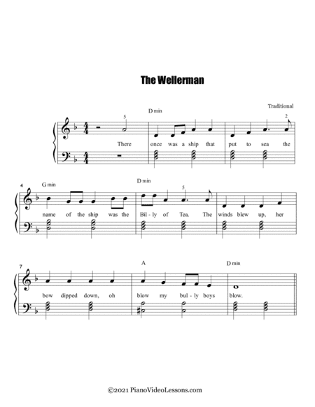 The Wellerman - a Sea Shanty - Easy Chord Style (arr. PianoVideoLessons.com)