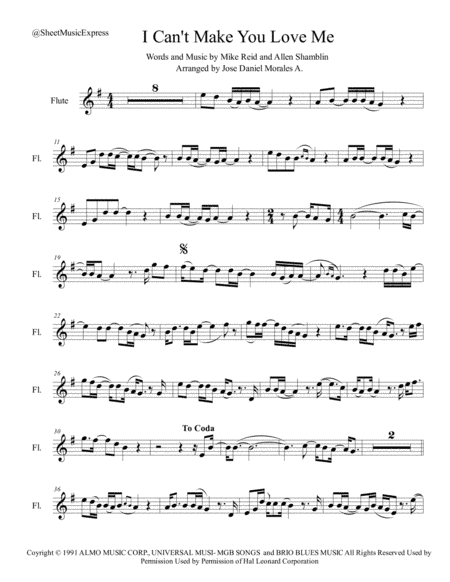 I Can't Make You Love Me (arr. Jose Daniel Morales A.)