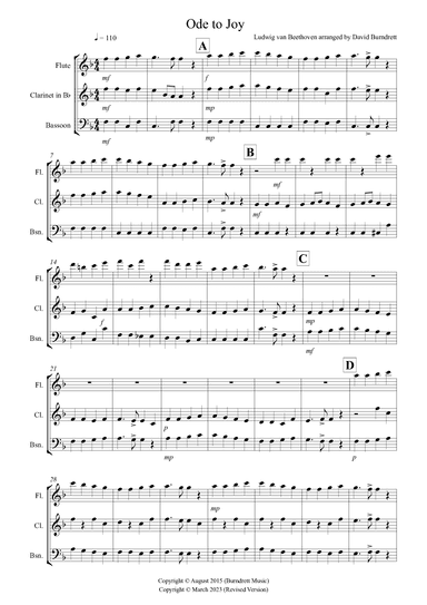 Ode to Joy for Wind Trio (arr. David Burndrett)