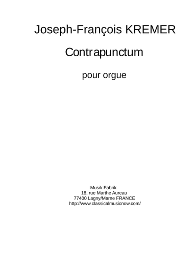 Joseph-François Kremer: Contrapunctum for organ
