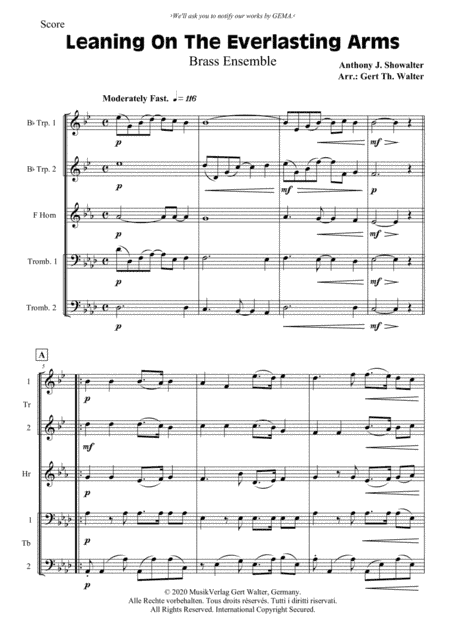 Leaning On The Everlasting Arms (arr. Gert Th. Walter)