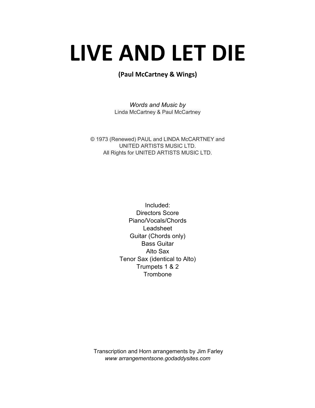 Live And Let Die (arr. Jim Farley)