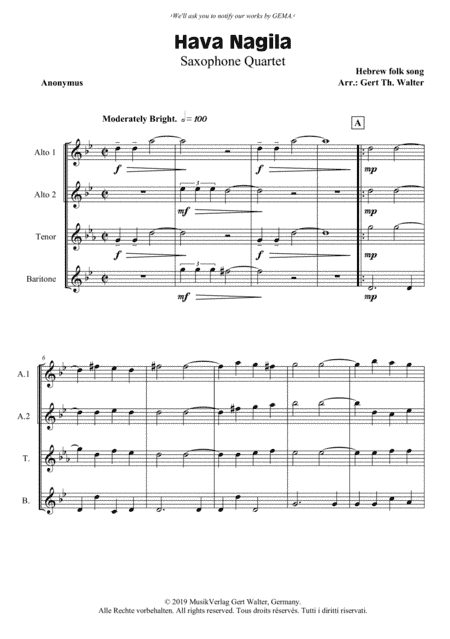 Hava Nagila (arr. Gert Th. Walter)