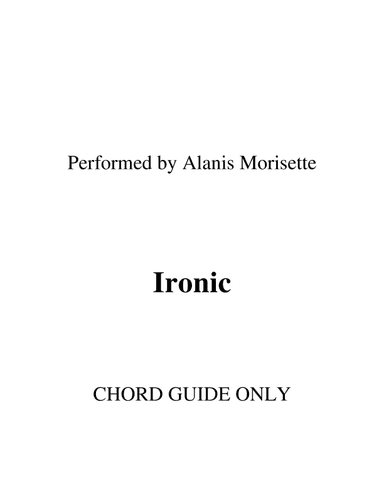 Ironic (arr. RWM)