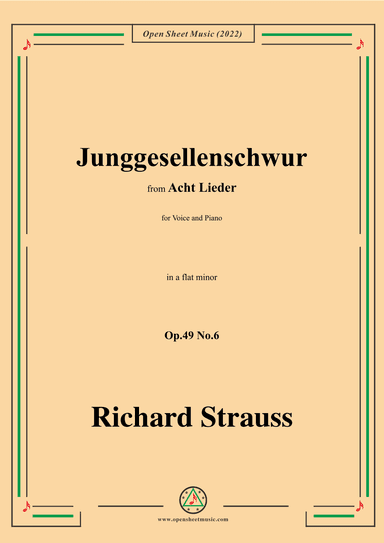 Richard Strauss-Junggesellenschwur,in a flat minor (arr. OSM Press)