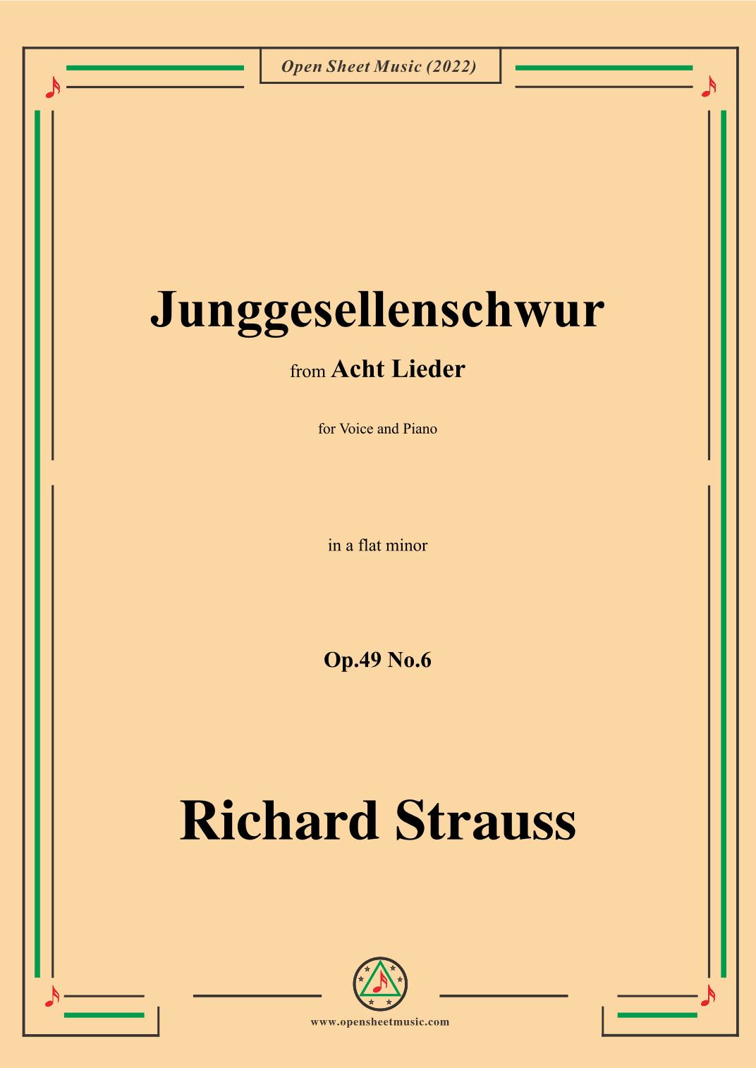 Richard Strauss-Junggesellenschwur,in a flat minor (arr. OSM Press)
