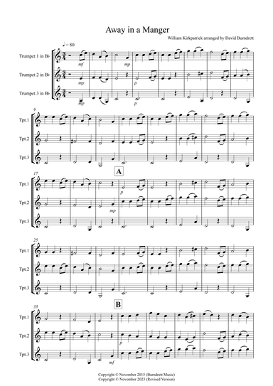 Away in a Manger for Trumpet Trio (arr. David Burndrett)