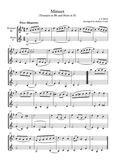 Minuet in G (arr. Andrea Costa)