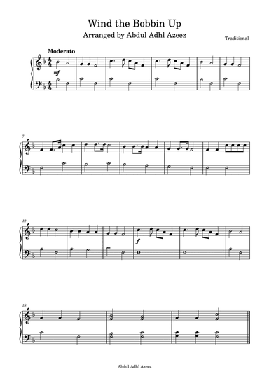 Wind the Bobbin Up Easy Beginner (arr. Abdul Adhl Azeez)