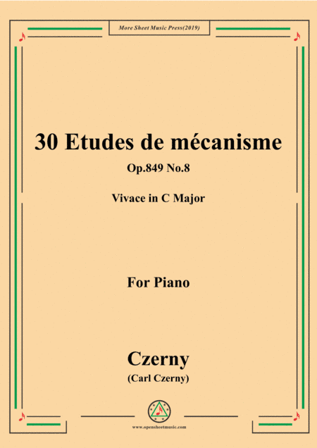 Czerny-30 Etudes de mécanisme,Op.849 No.8,Vivace in C Major,for Piano (arr. MSM)