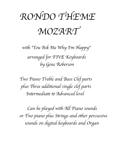 Rondo by Mozart for Five Pianos (Keyboards) (arr. Gene Roberson)