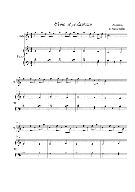 Come, all ye shepherds. Flute and piano (arr. Ester Alessandrini)