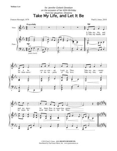 Take My Life, and Let It Be (Med/Low)