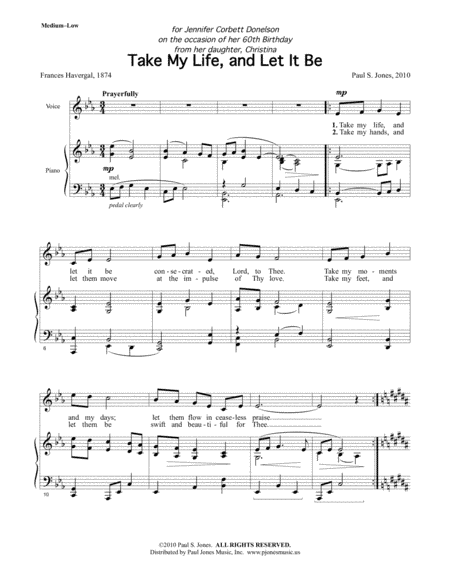 Take My Life, and Let It Be (Med/Low)