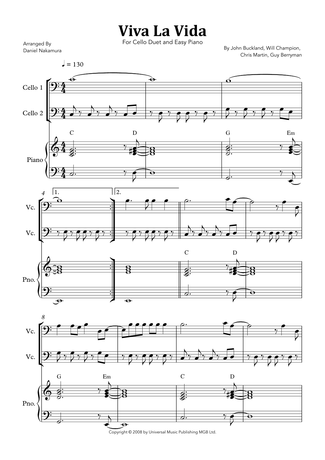 Viva La Vida (arr. Daniel Nakamura)